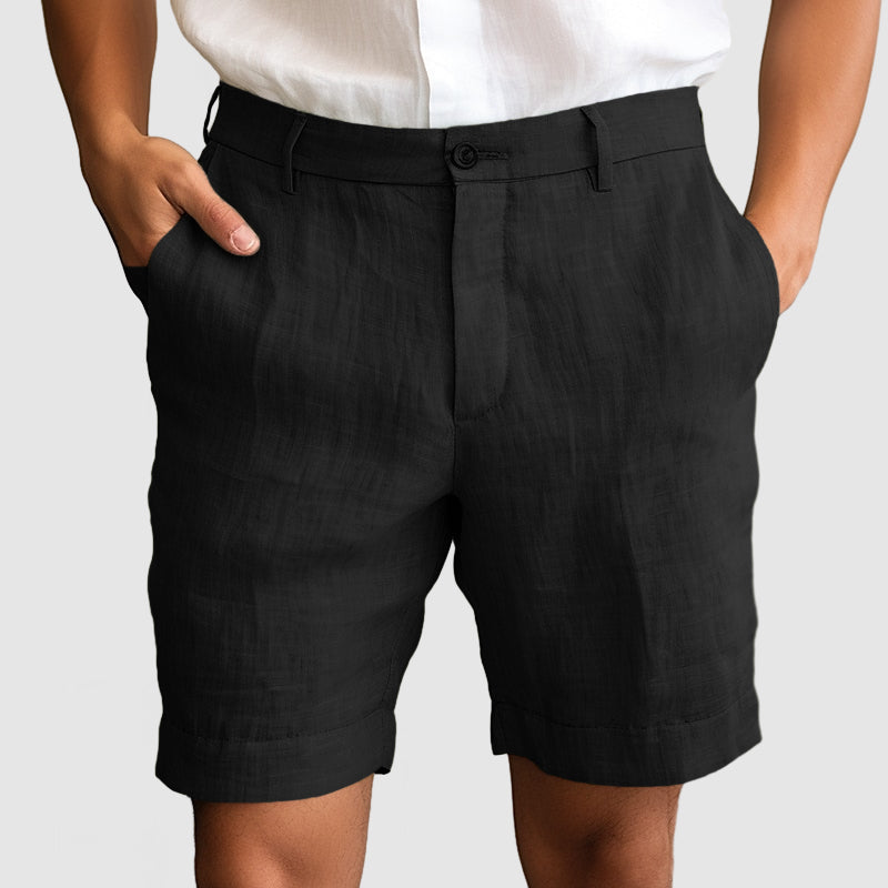 Elegante Herren-Shorts ohne Bundfalten mit Umschlag