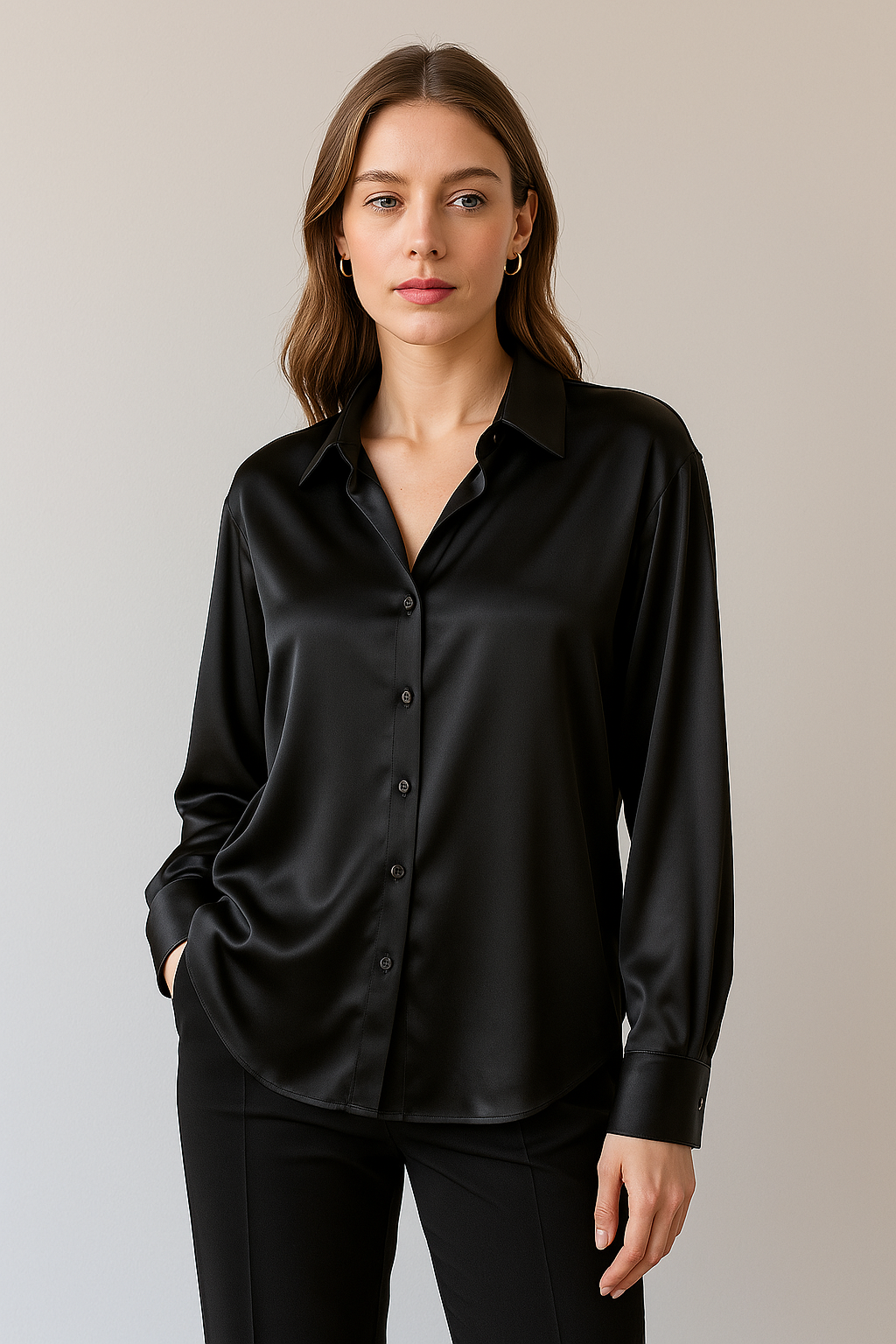 Elegante, luxuriöse und vielseitige Seidenbluse für Damen – Perfekt für den Herbst