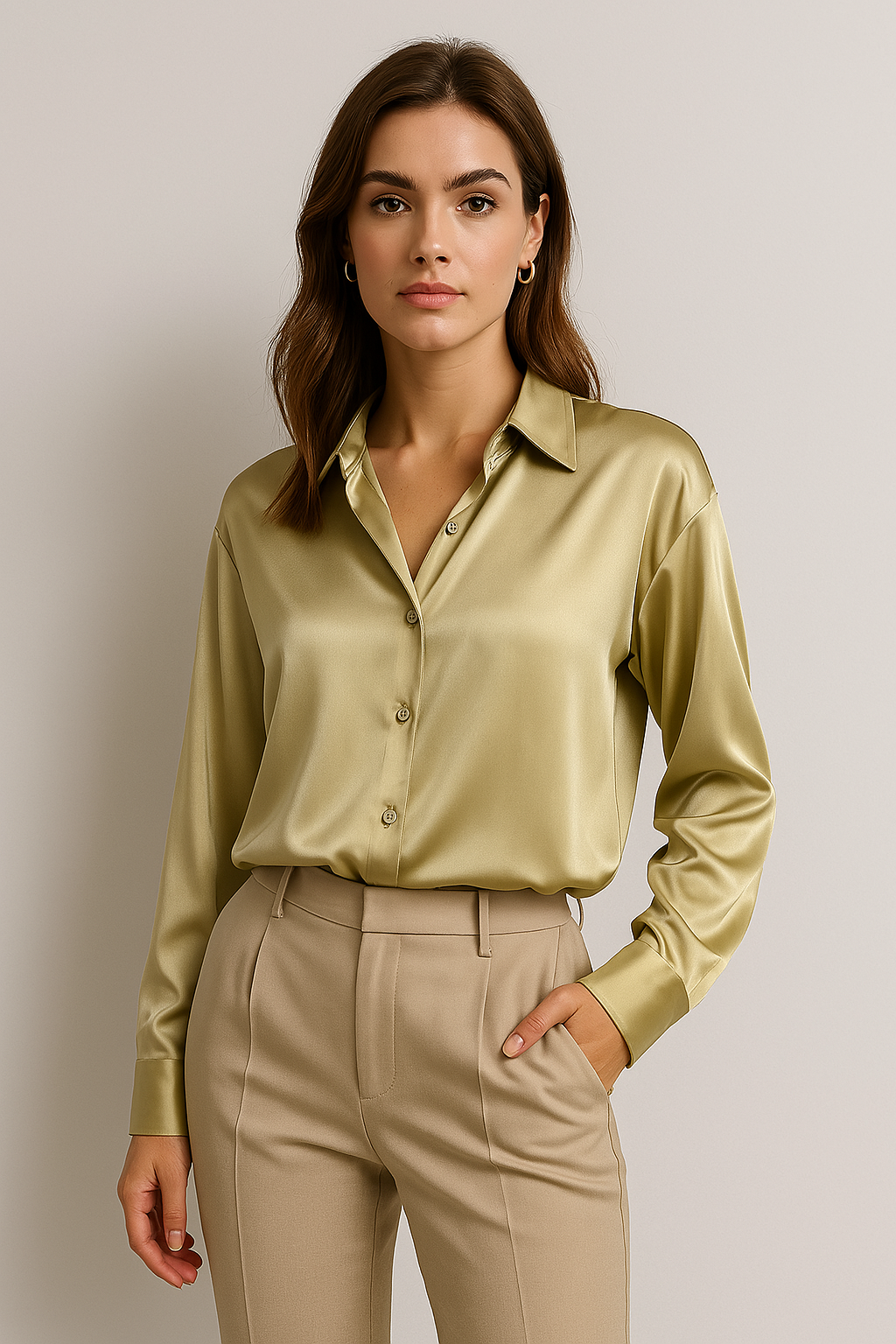 Elegante, luxuriöse und vielseitige Seidenbluse für Damen – Perfekt für den Herbst