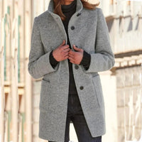 Eleganter Damen-Wollmantel für den Winter mit Knopfverschluss