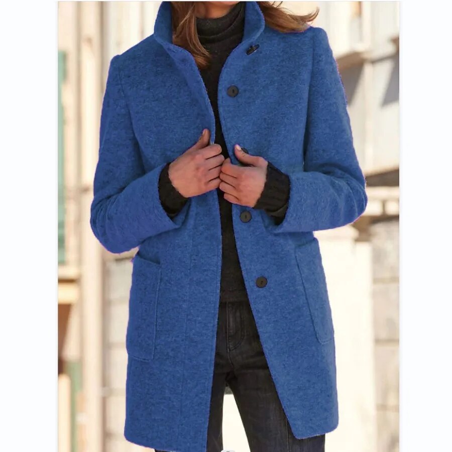 Eleganter Damen-Wollmantel für den Winter mit Knopfverschluss