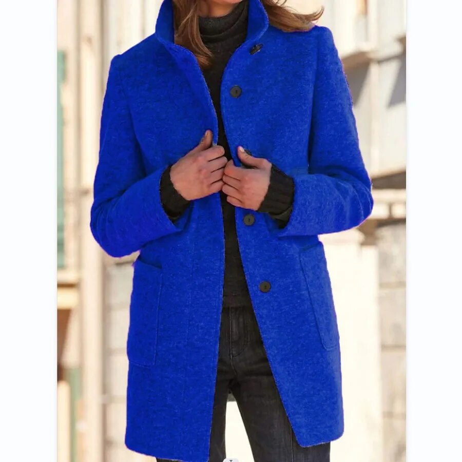 Eleganter Damen-Wollmantel für den Winter mit Knopfverschluss