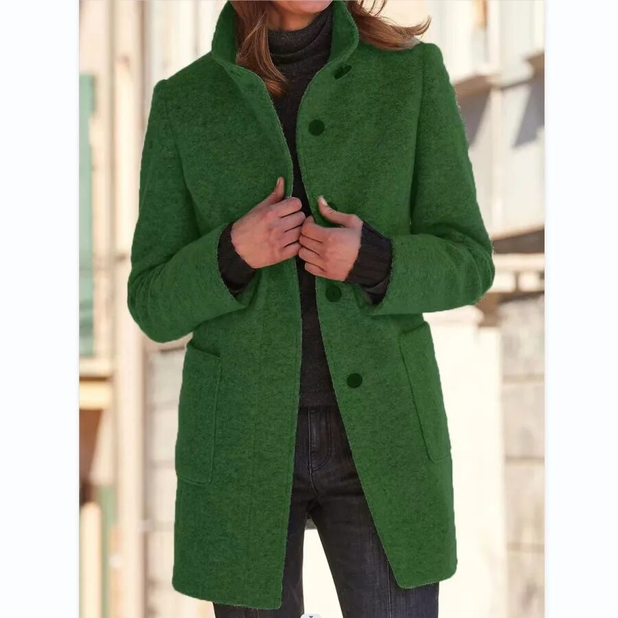 Eleganter Damen-Wollmantel für den Winter mit Knopfverschluss