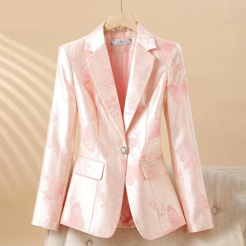 Eleganter Damenblazer mit Rosette und Schmuckknopf