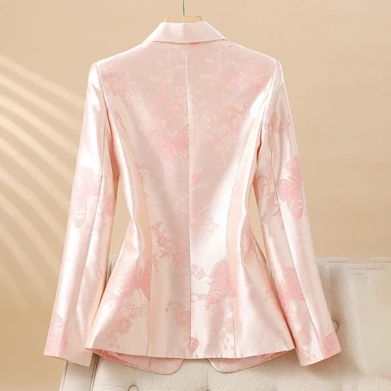 Eleganter Damenblazer mit Rosette und Schmuckknopf