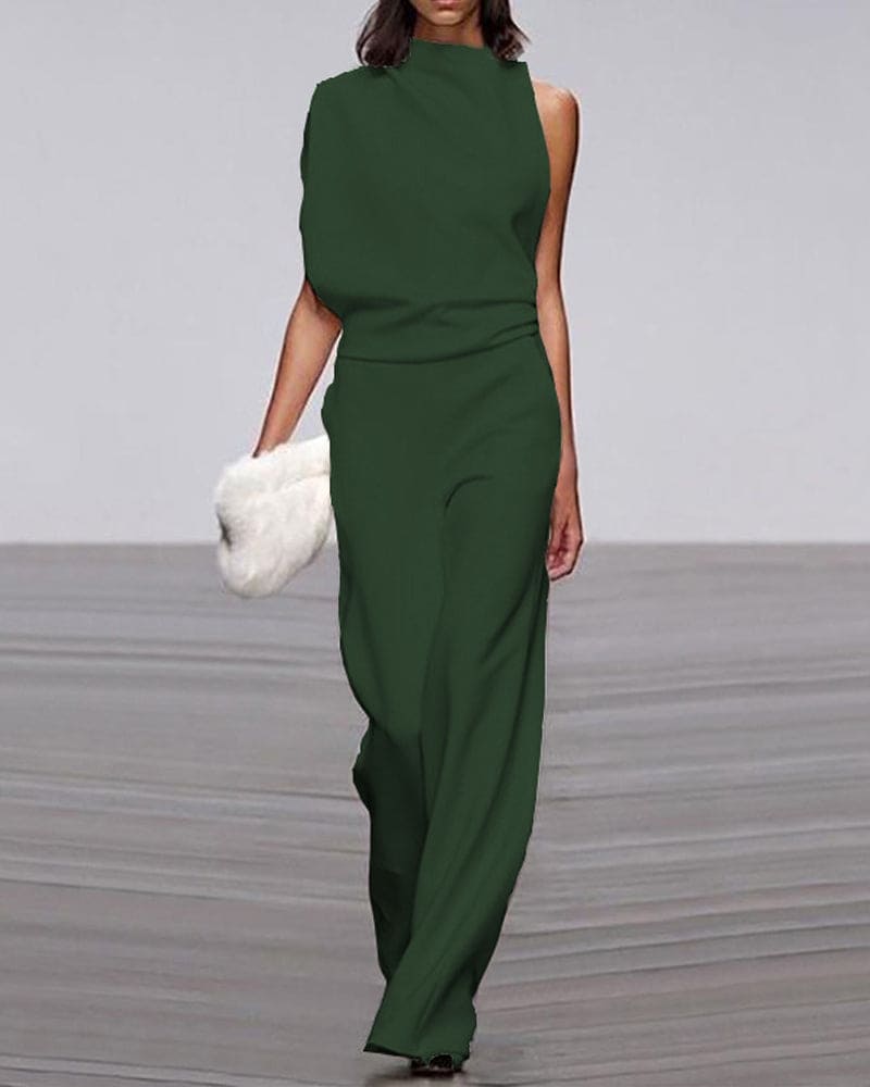 Eleganter Jumpsuit mit hohem Kragen