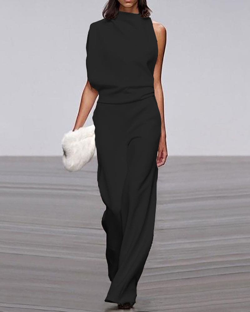 Eleganter Jumpsuit mit hohem Kragen