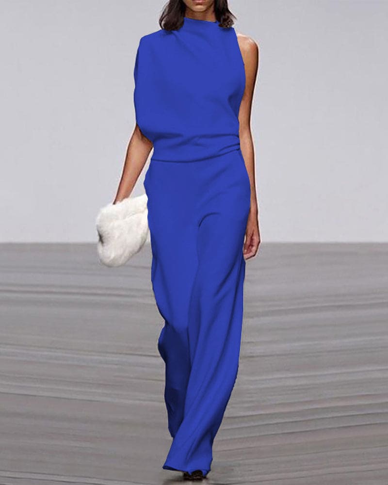 Eleganter Jumpsuit mit hohem Kragen