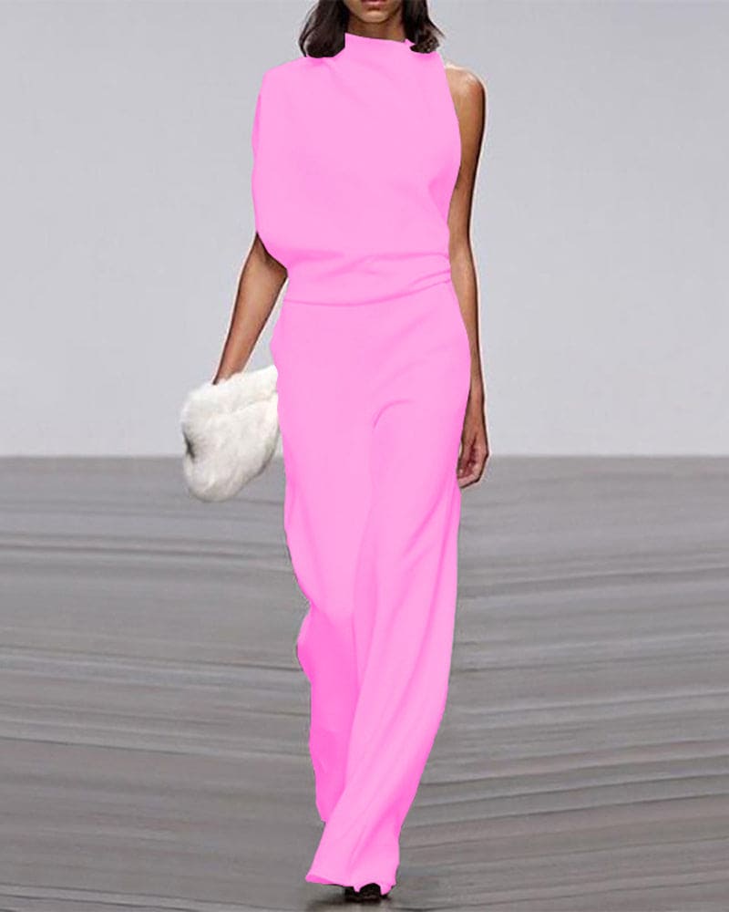 Eleganter Jumpsuit mit hohem Kragen
