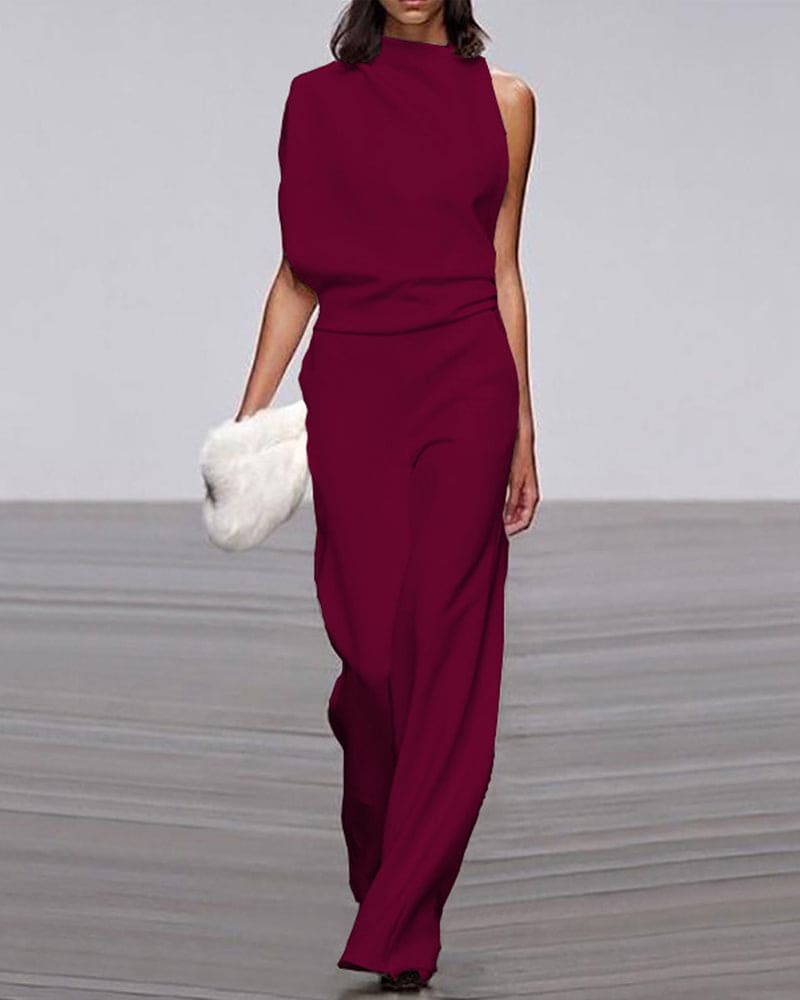 Eleganter Jumpsuit mit hohem Kragen