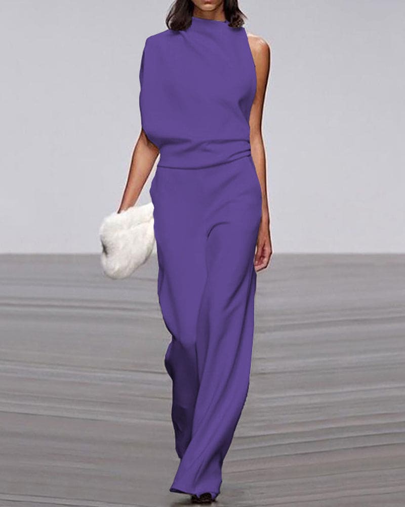 Eleganter Jumpsuit mit hohem Kragen