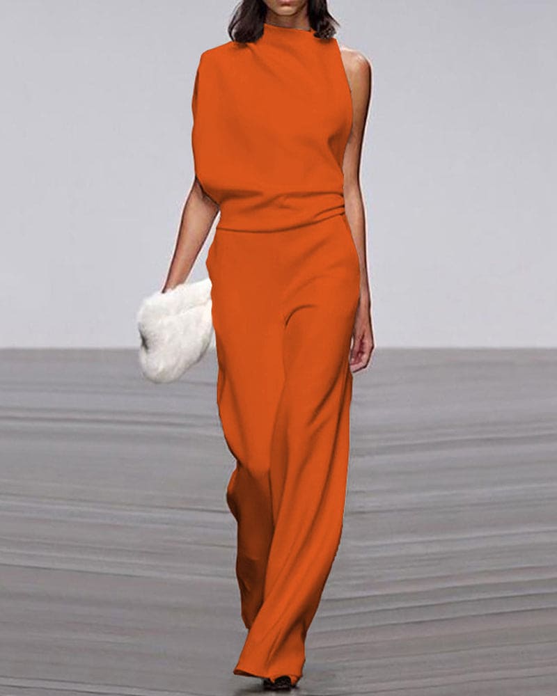 Eleganter Jumpsuit mit hohem Kragen