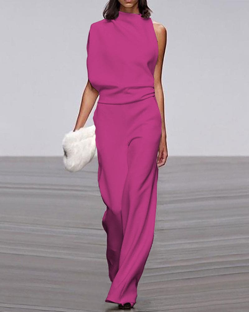 Eleganter Jumpsuit mit hohem Kragen