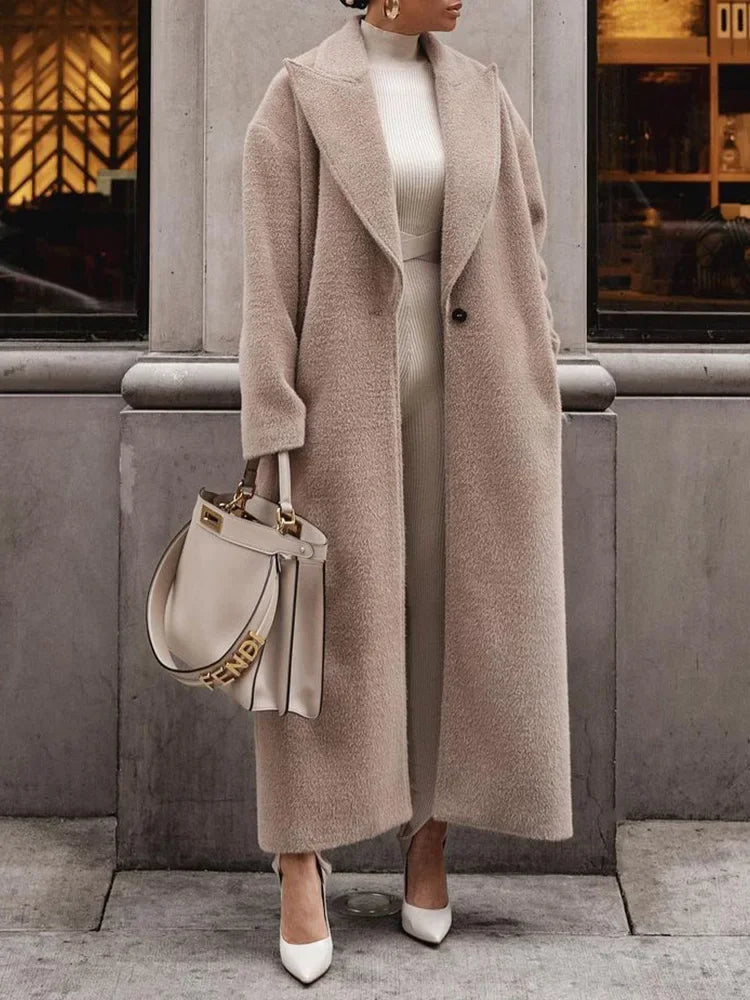 Eleganter, langer Oversized-Wintermantel für Damen