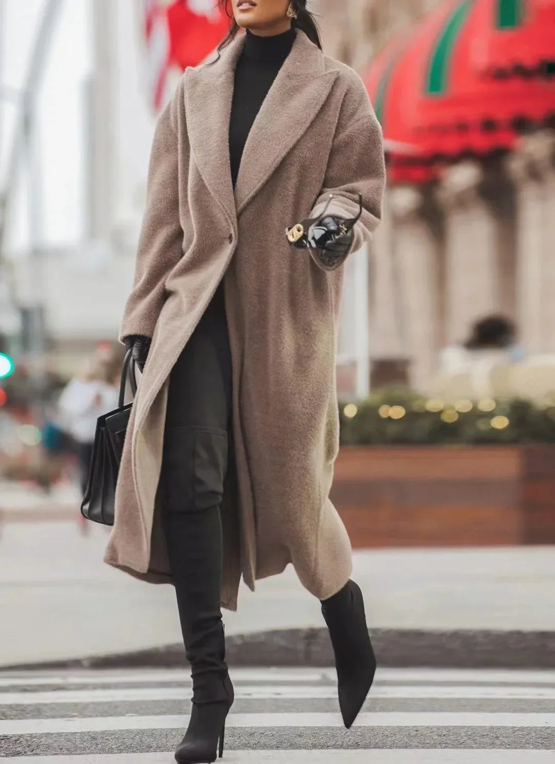 Eleganter, langer Oversized-Wintermantel für Damen