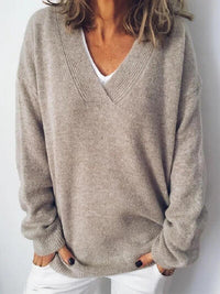 Eleganter Oversize-Strickpullover mit V-Ausschnitt für Damen