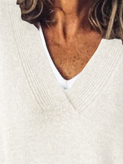Eleganter Oversize-Strickpullover mit V-Ausschnitt für Damen