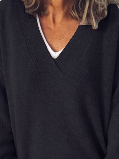 Eleganter Oversize-Strickpullover mit V-Ausschnitt für Damen