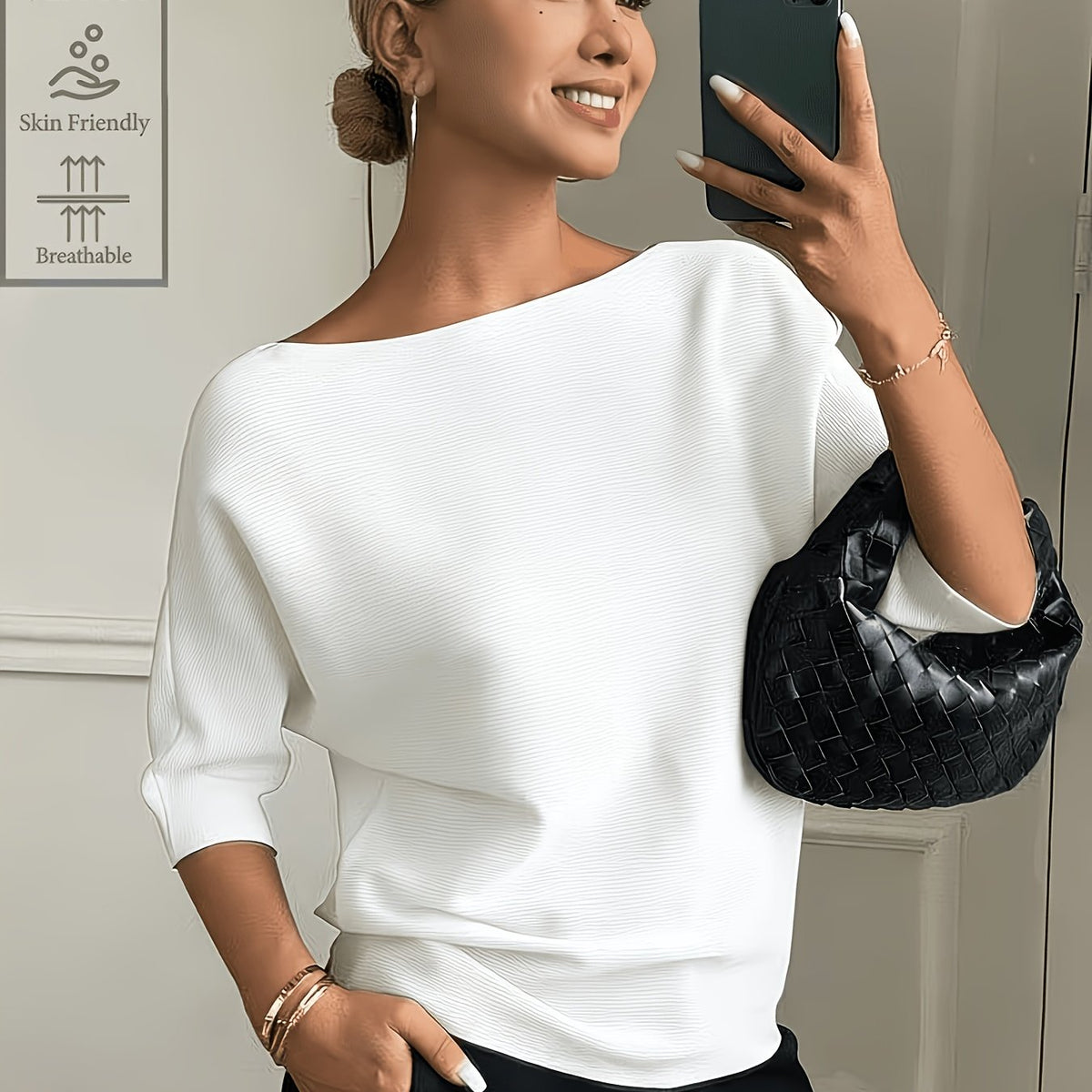 Eleganter Pullover mit U-Boot-Ausschnitt
