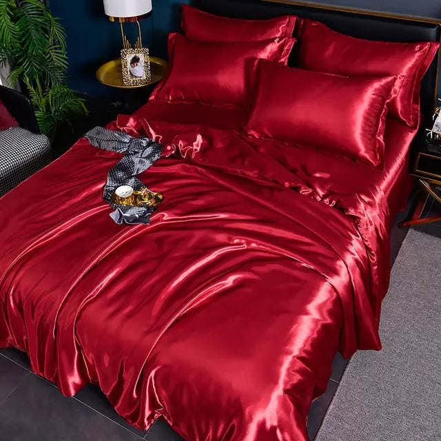 Eleganter Satin-Bettbezug, luxuriöse Bettwäsche