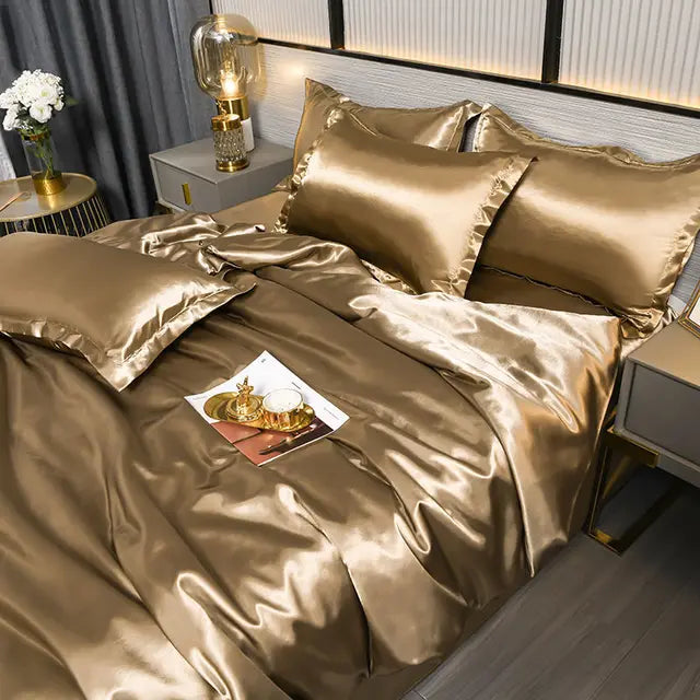 Eleganter Satin-Bettbezug, luxuriöse Bettwäsche