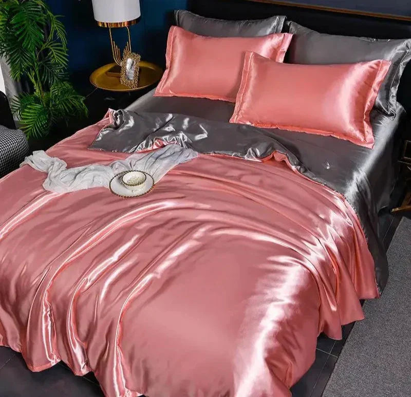 Eleganter Satin-Bettbezug, luxuriöse Bettwäsche