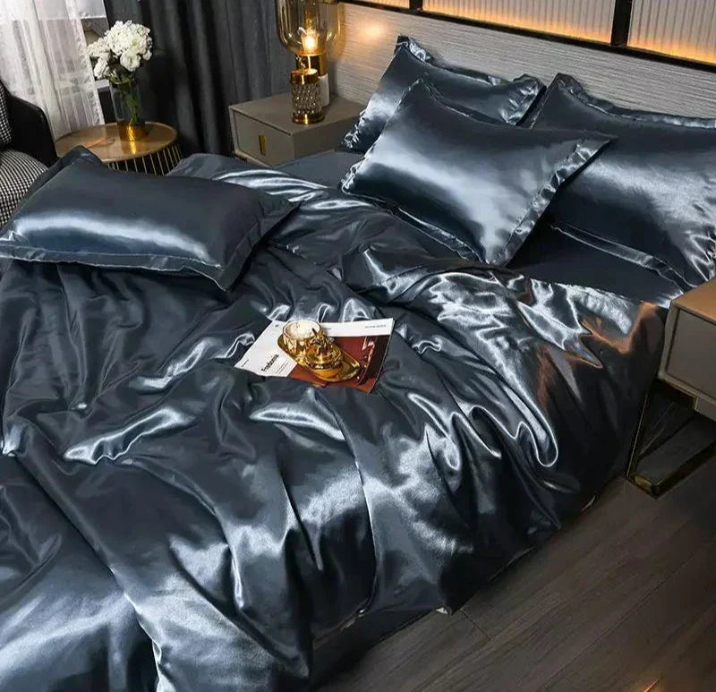 Eleganter Satin-Bettbezug, luxuriöse Bettwäsche