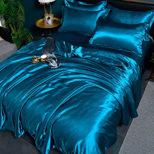 Eleganter Satin-Bettbezug, luxuriöse Bettwäsche