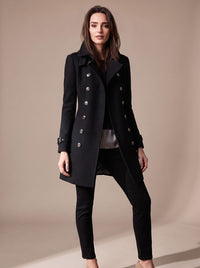 Eleganter zweireihiger Wintermantel aus Wolle für Damen