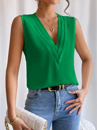 Elegantes Ärmelloses Damen-Top mit Plissee und V-Ausschnitt