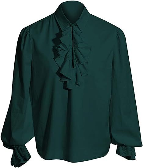 Elegantes Barock-Rüschenhemd für Herren mit Stehkragen, Rüschenbrust und Spitzenmanschetten