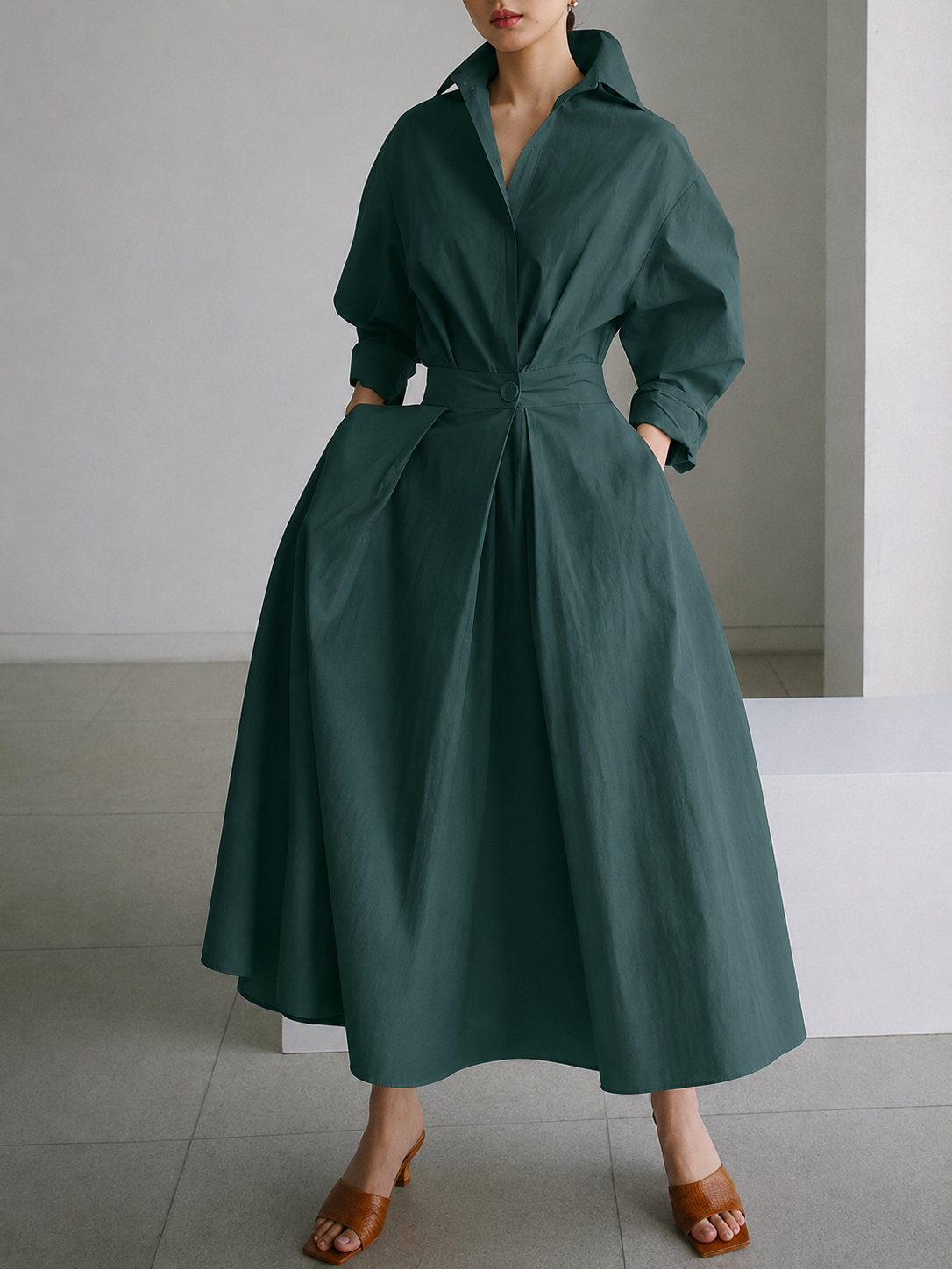 Elegantes Hemdblusenkleid mit Knöpfen