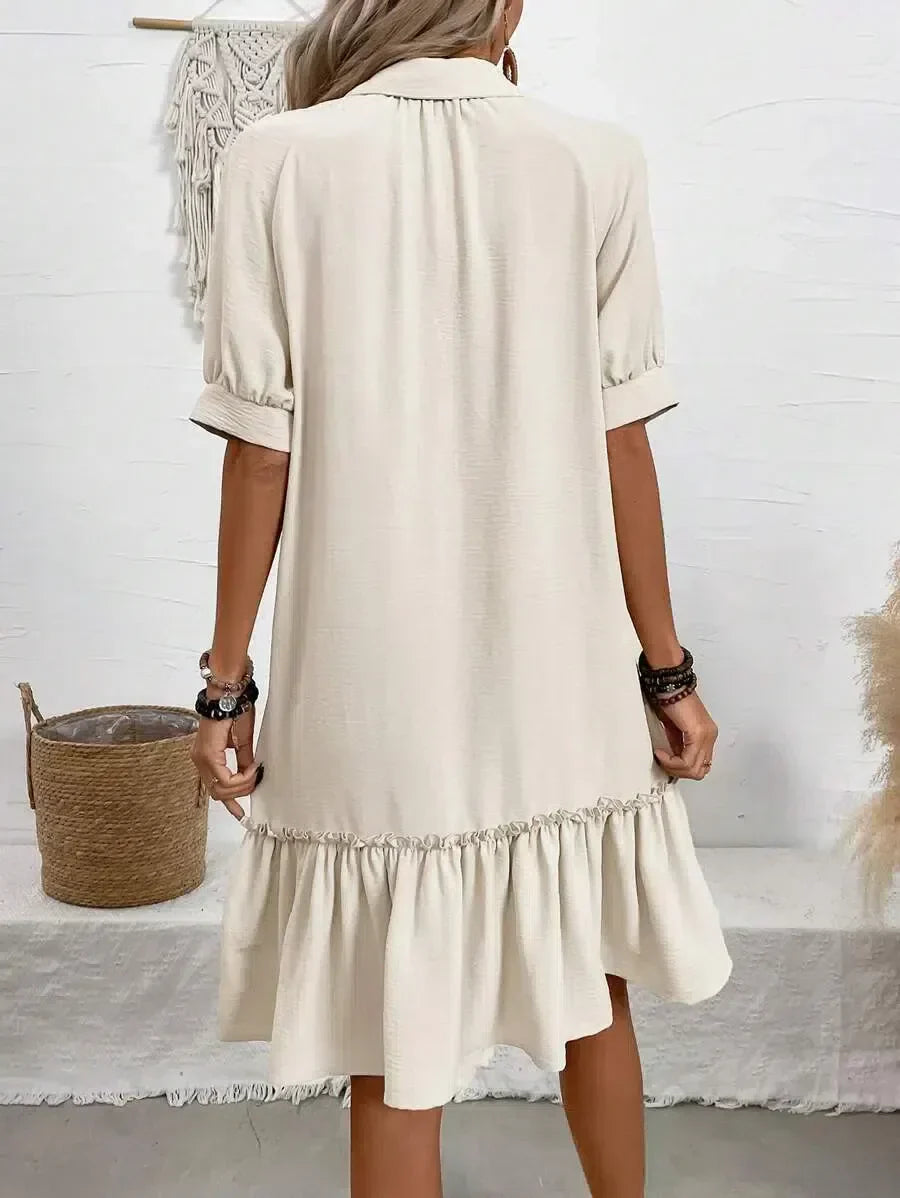 Elegantes Hemdblusenkleid mit Volant-Saum für jeden Anlass