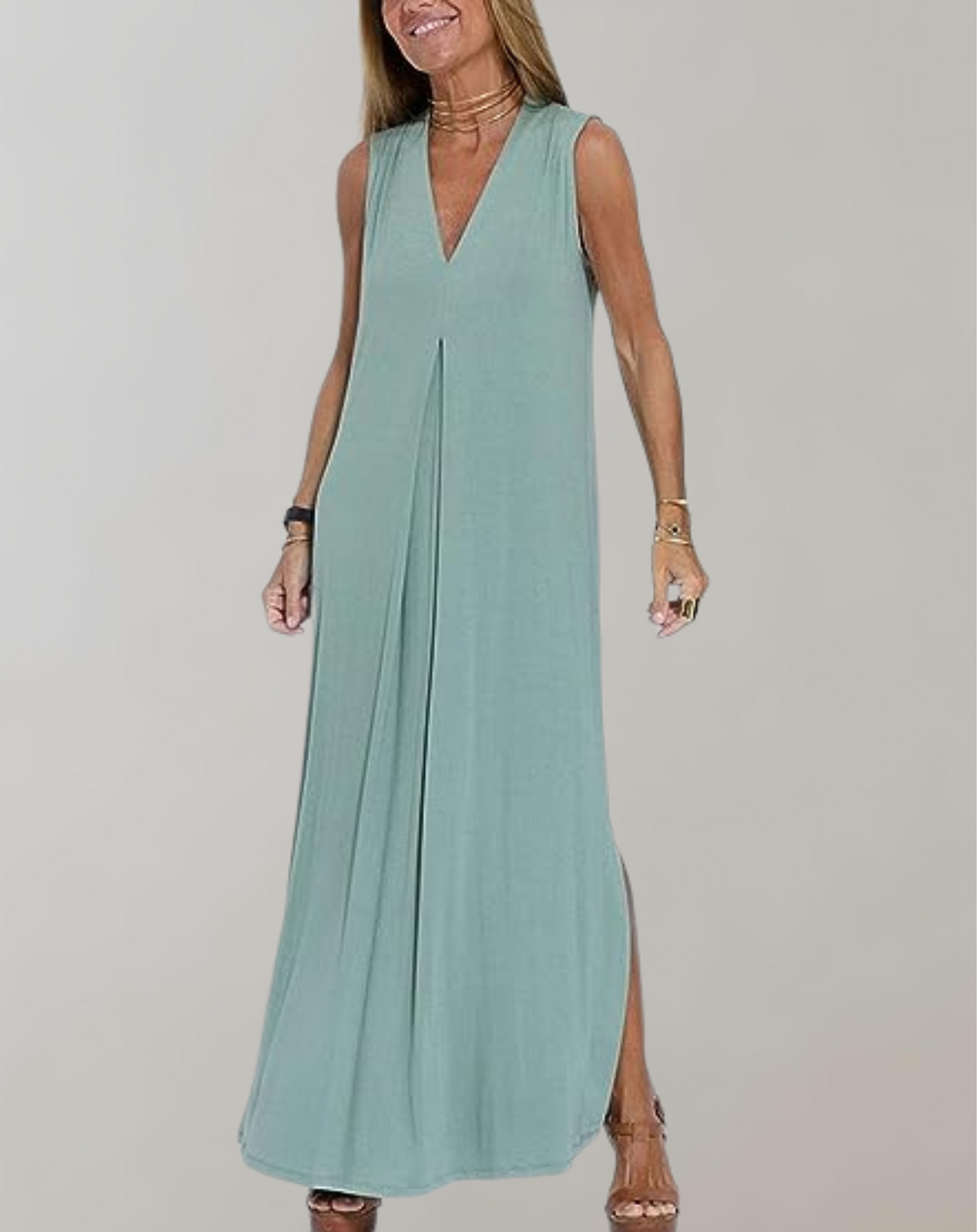 Elegantes Sommer-Maxikleid mit V-Ausschnitt