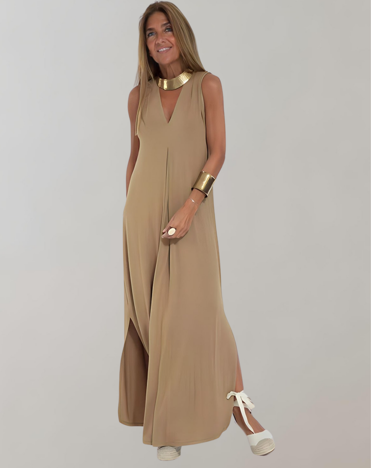 Elegantes Sommer-Maxikleid mit V-Ausschnitt