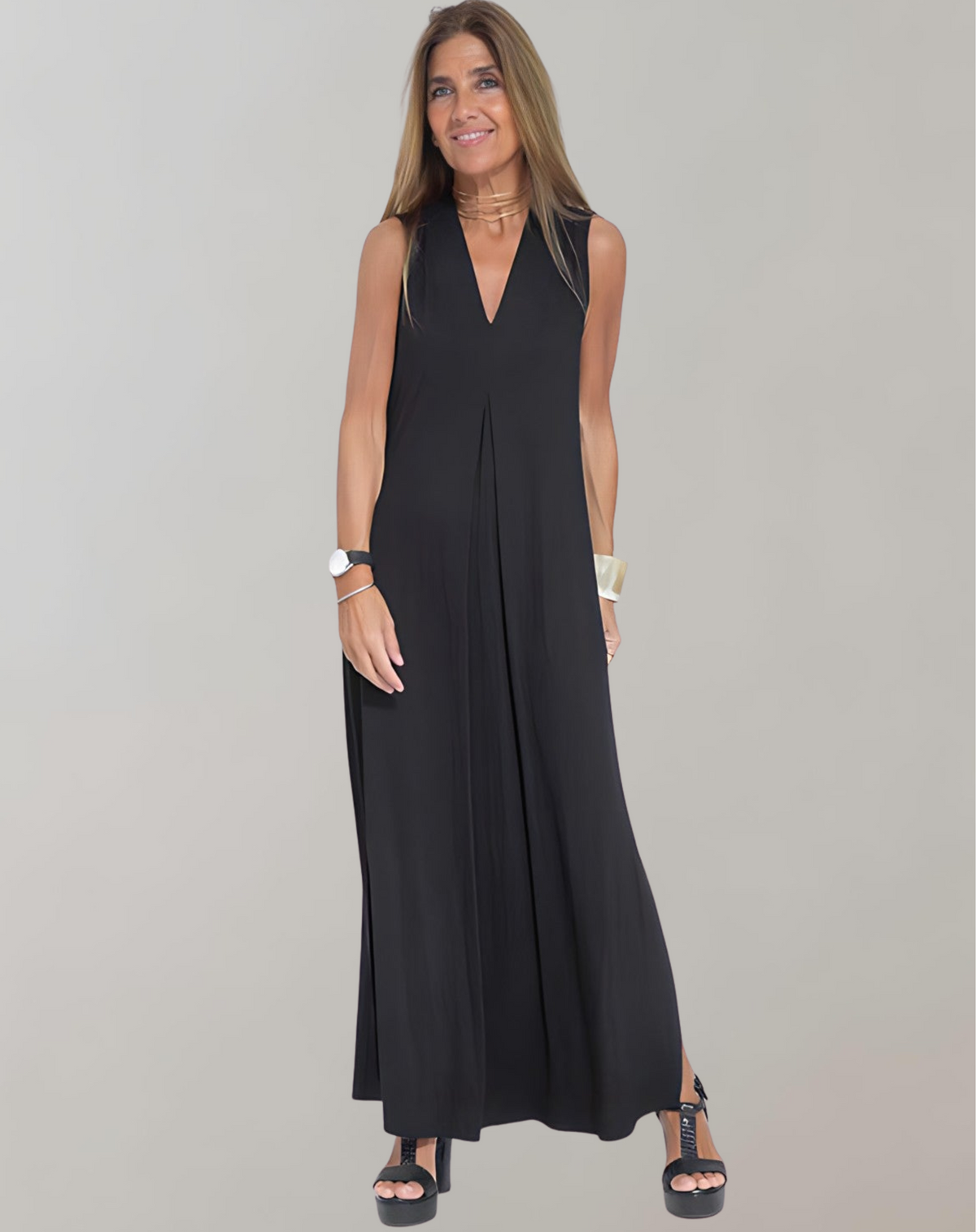 Elegantes Sommer-Maxikleid mit V-Ausschnitt
