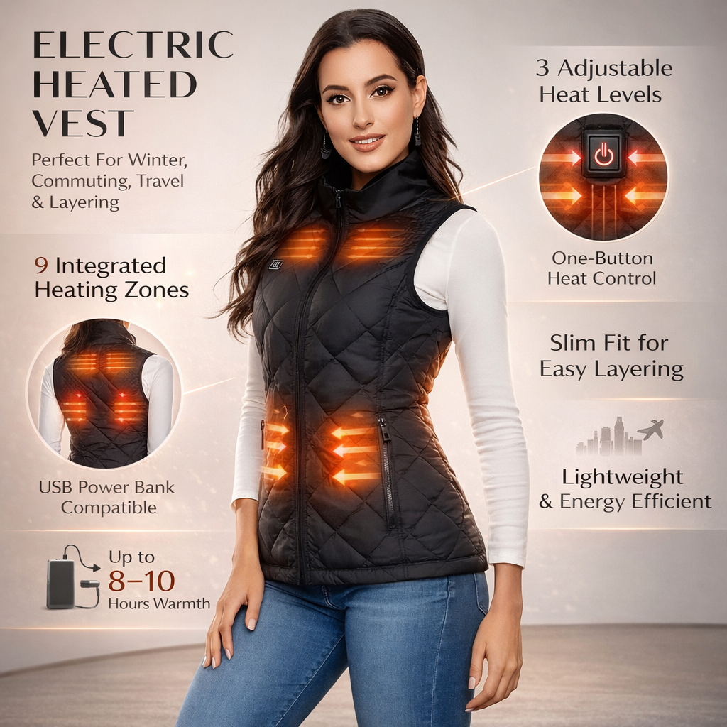 Elektrisch beheizbare Damen-Weste für den Winter und Outdoor