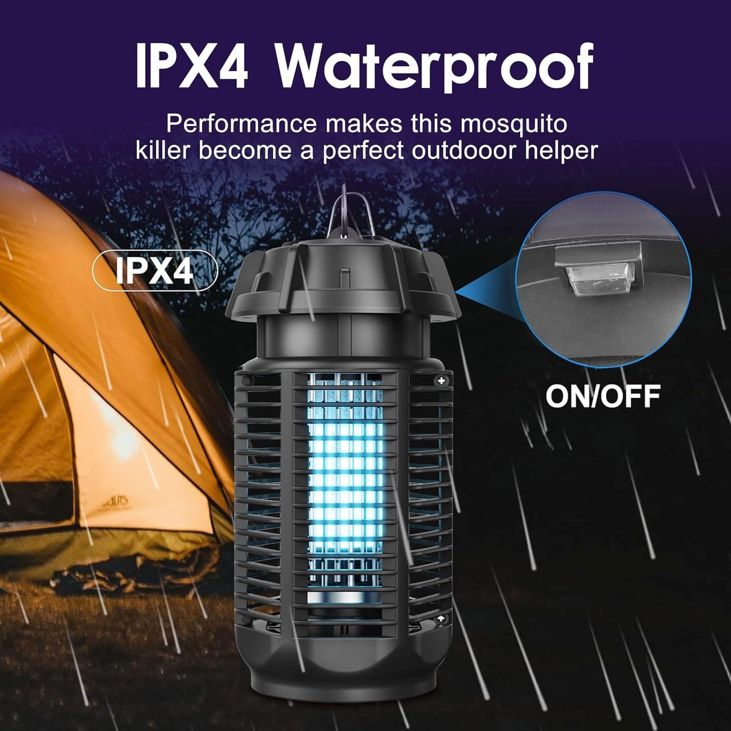Elektrischer Insektenvernichter mit 20W UV-Licht und 4200V Hochspannungsgitter, IPX4 wasserdicht