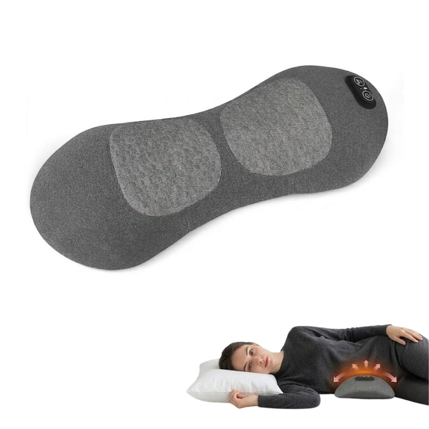 Elektrisches 3-in-1-Rückenmassagegerät mit Wärmefunktion, Vibration und Lendenwirbelstütze – für Zuhause und Büro