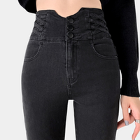 Eng anliegende High-Waist-Damenjeans – klassisches Design, strapazierfähiger Stoff, für den Alltag