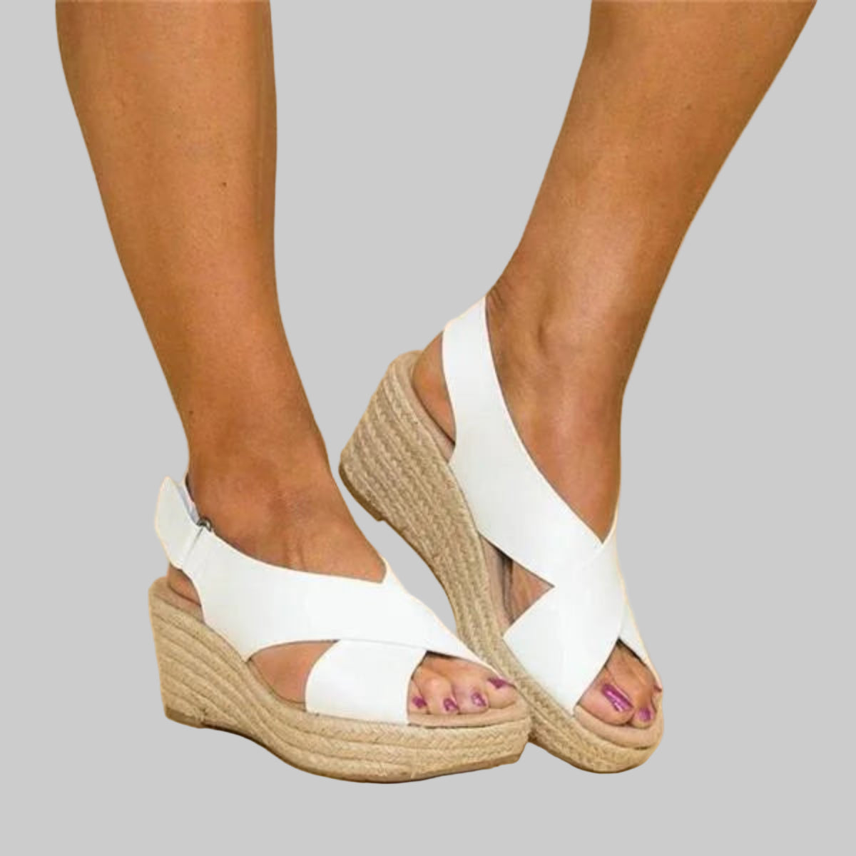 Espadrilles mit Keilabsatz und Überkreuzriemen für Damen
