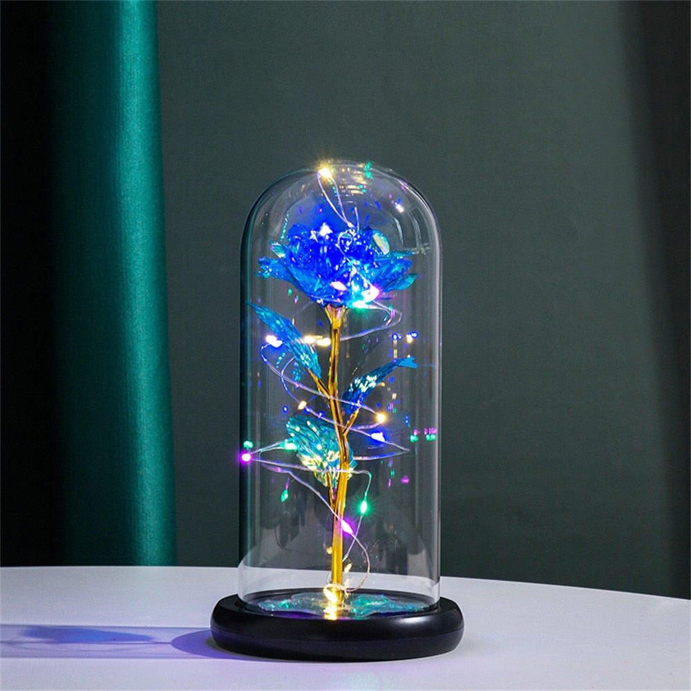 Ewige Rose im Glas mit LED-Beleuchtung