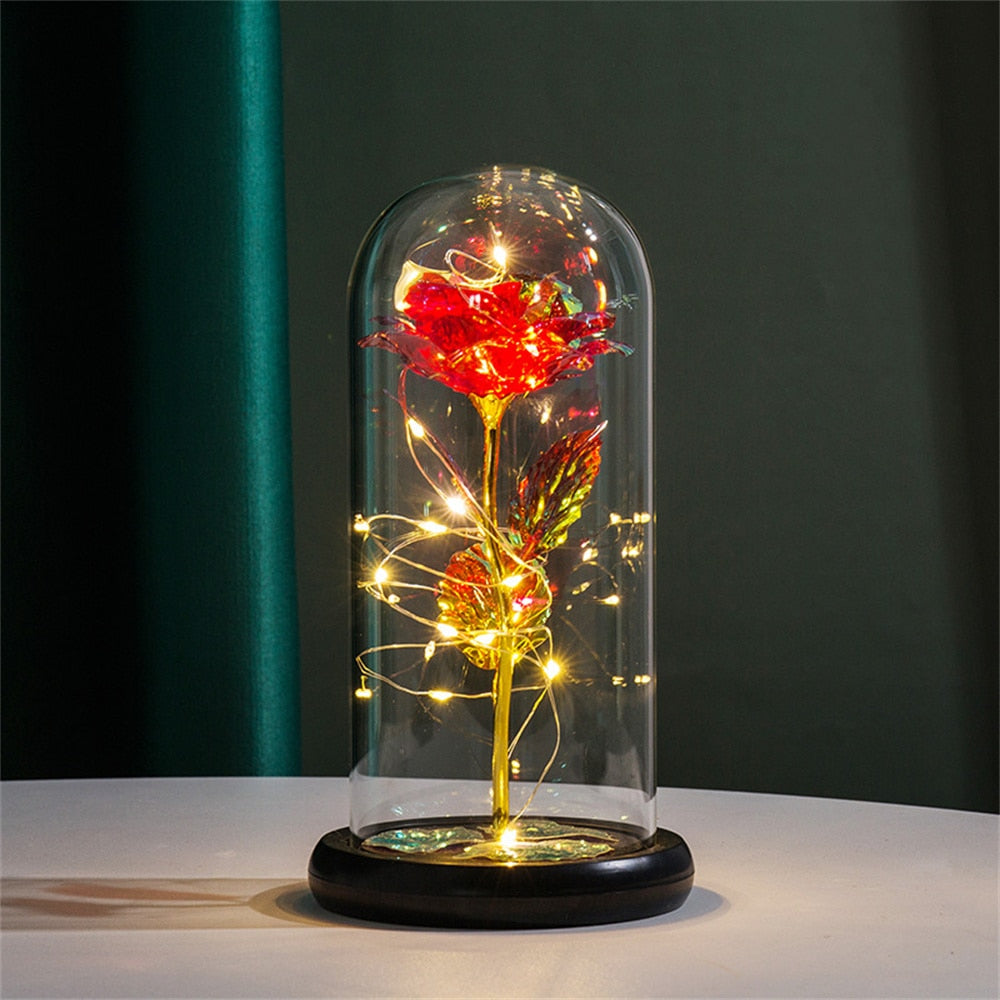 Ewige Rose im Glas mit LED-Beleuchtung