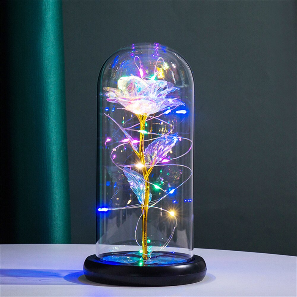 Ewige Rose im Glas mit LED-Beleuchtung