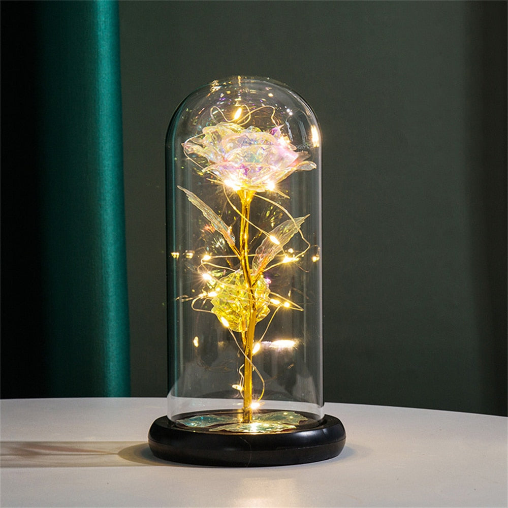 Ewige Rose im Glas mit LED-Beleuchtung