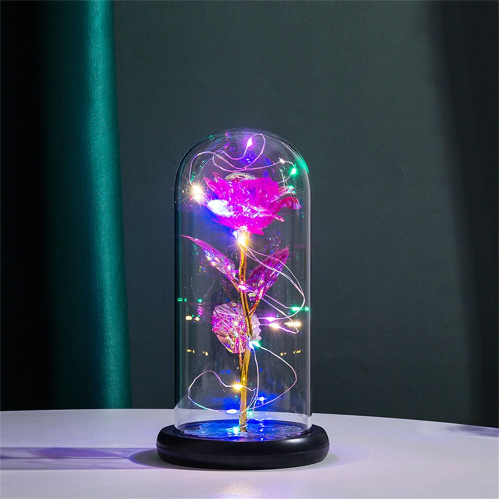 Ewige Rose im Glas mit LED-Beleuchtung