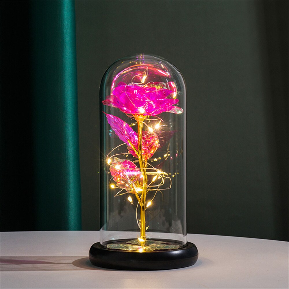 Ewige Rose im Glas mit LED-Beleuchtung