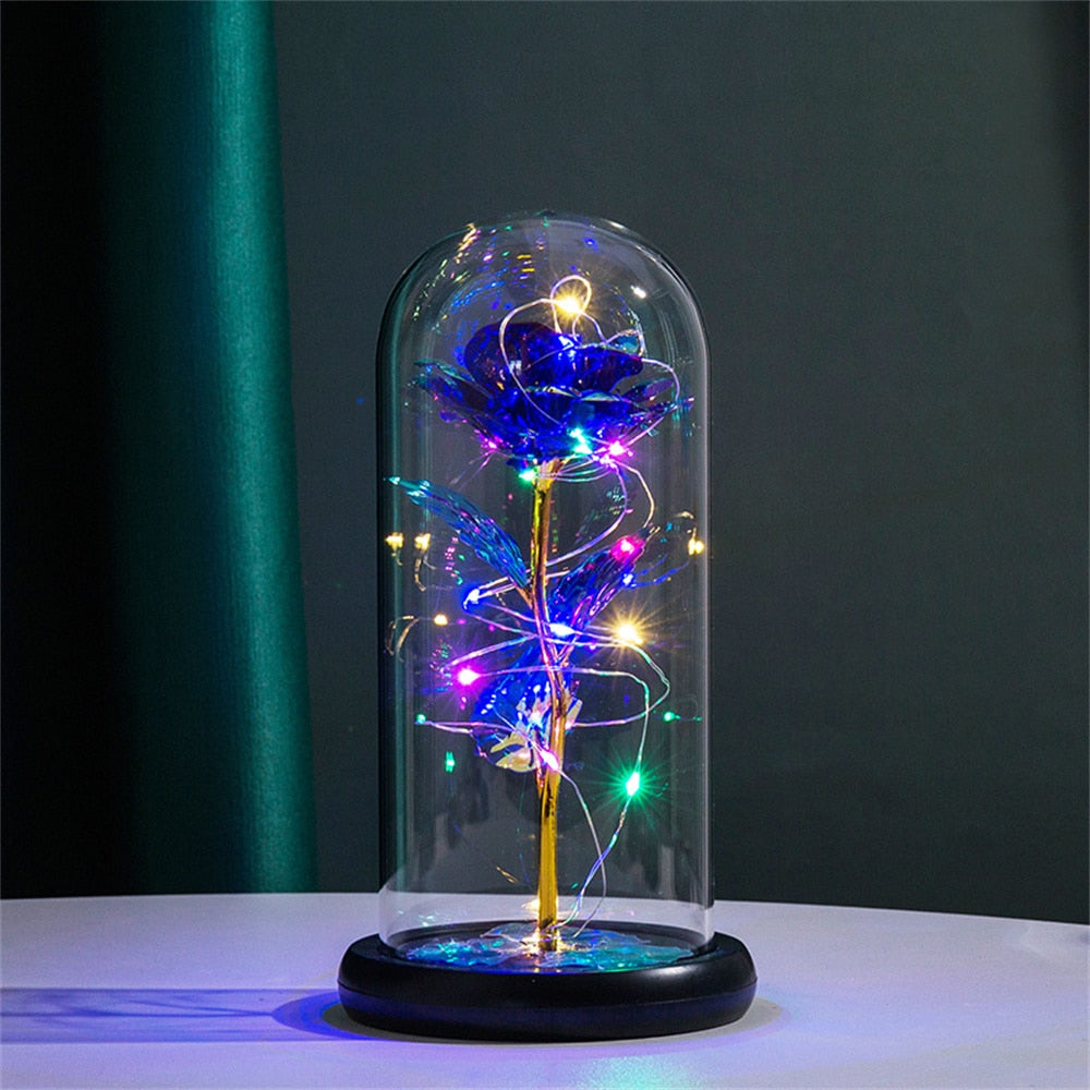 Ewige Rose im Glas mit LED-Beleuchtung