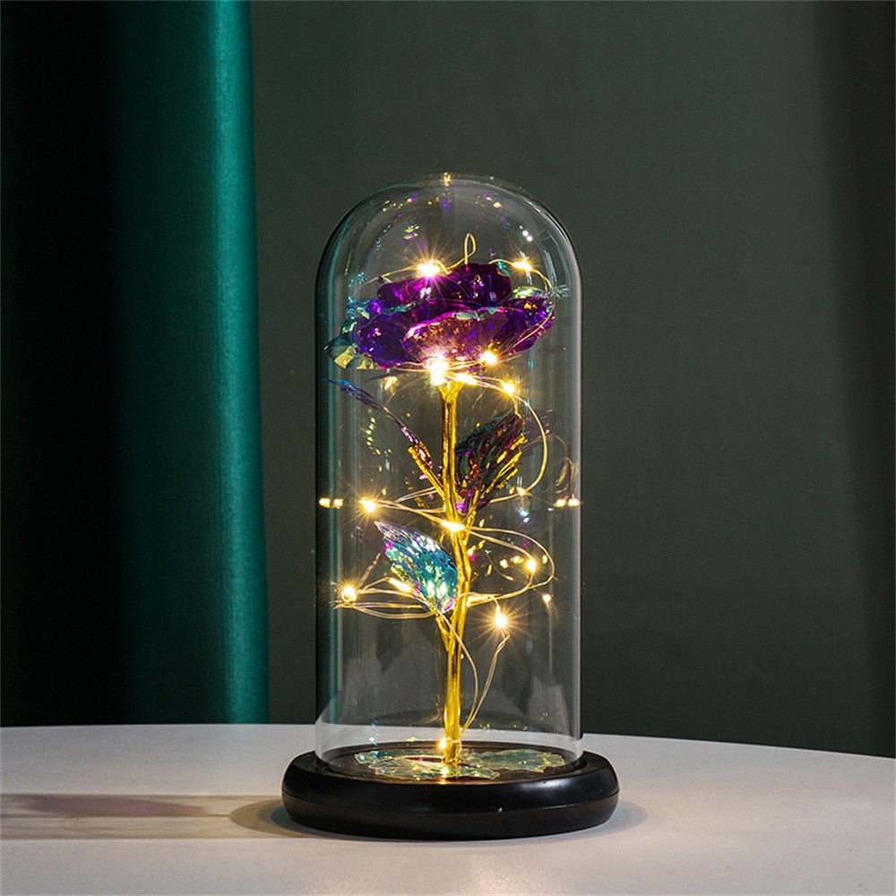 Ewige Rose im Glas mit LED-Beleuchtung