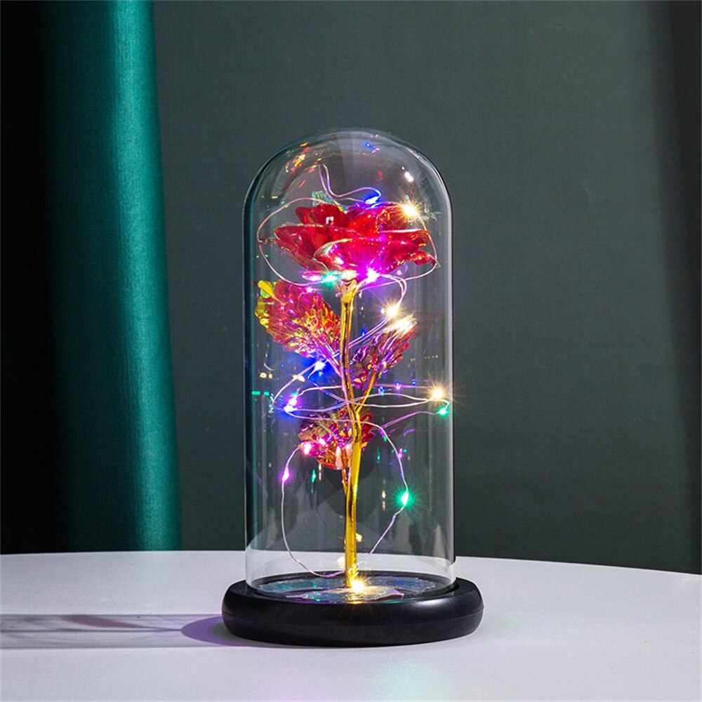 Ewige Rose im Glas mit LED-Beleuchtung